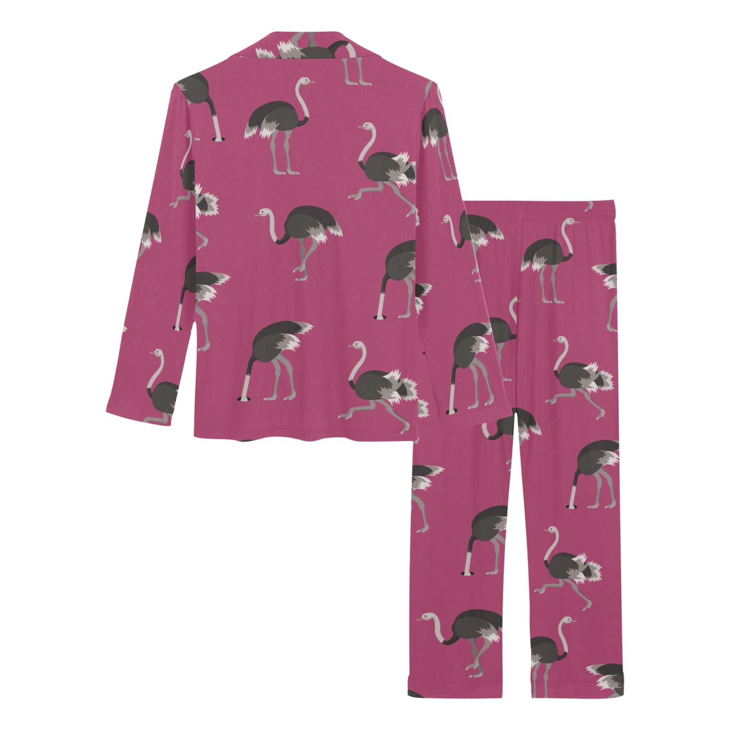 Emu Pattern Print Design 02 Women's Long Pajama Set