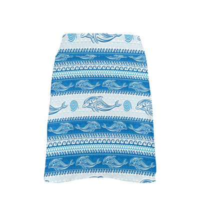 Dolphin Tribal Print Pattern 17" Golf & Pickleball Skort with Pockets