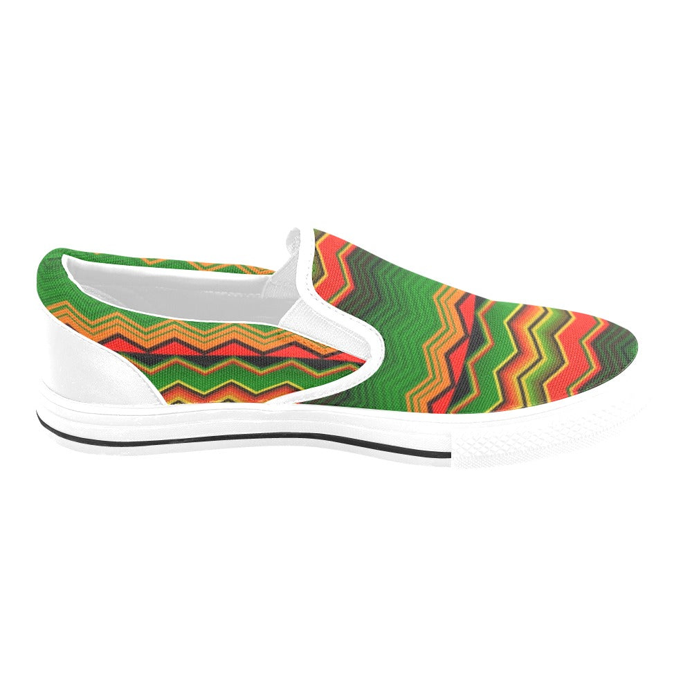 Serape Print Design LKS306 White Slip Ons Canvas Women's Shoes