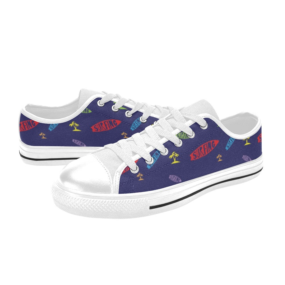 Surfboard Print Design LKS305 Women's White Low Top Shoes