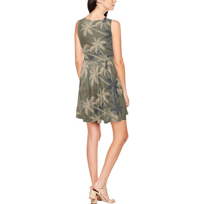 Palm Tree camouflage Sleeveless Dress