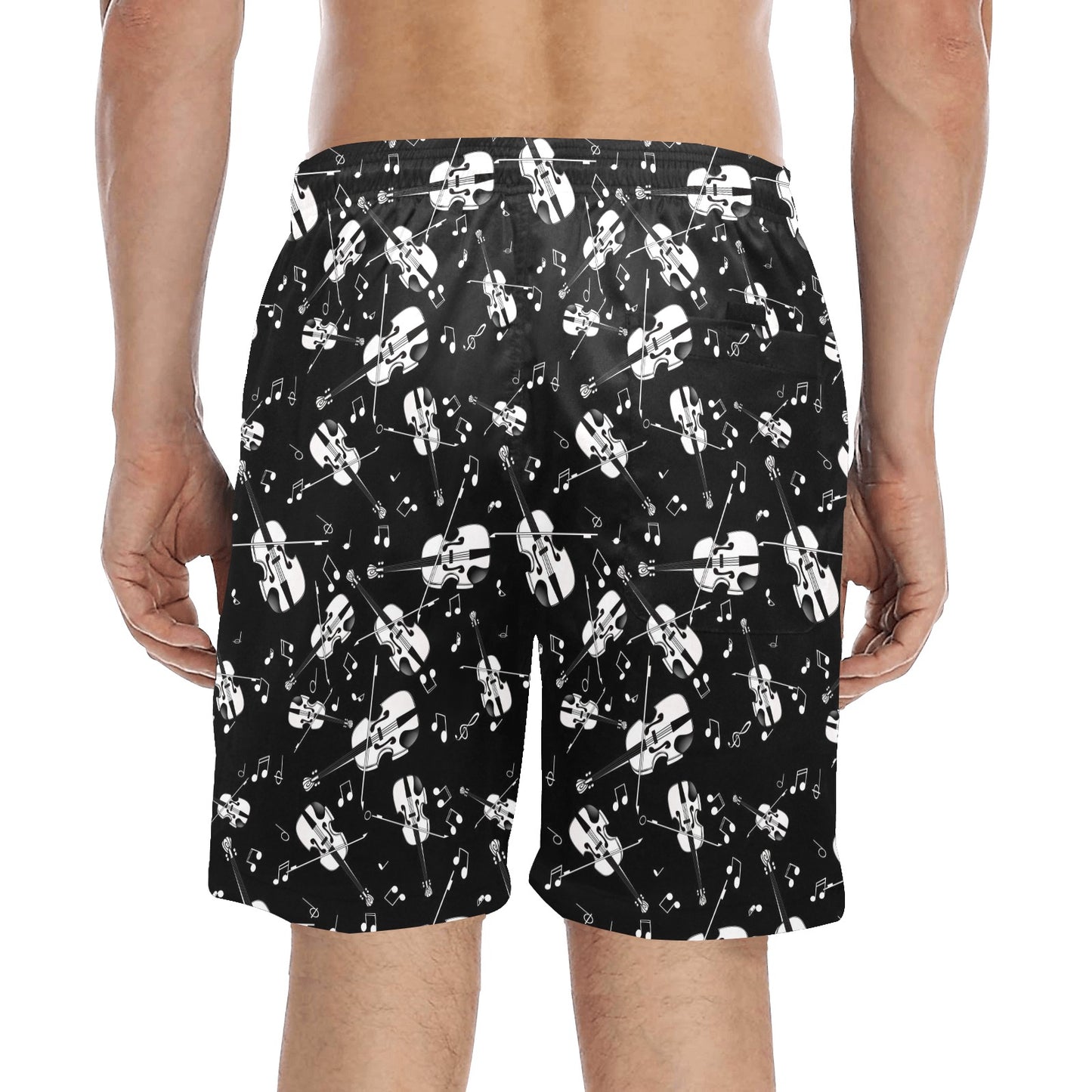 Violin Print Design LKS404 Men's Swim Trunks Beach Shorts