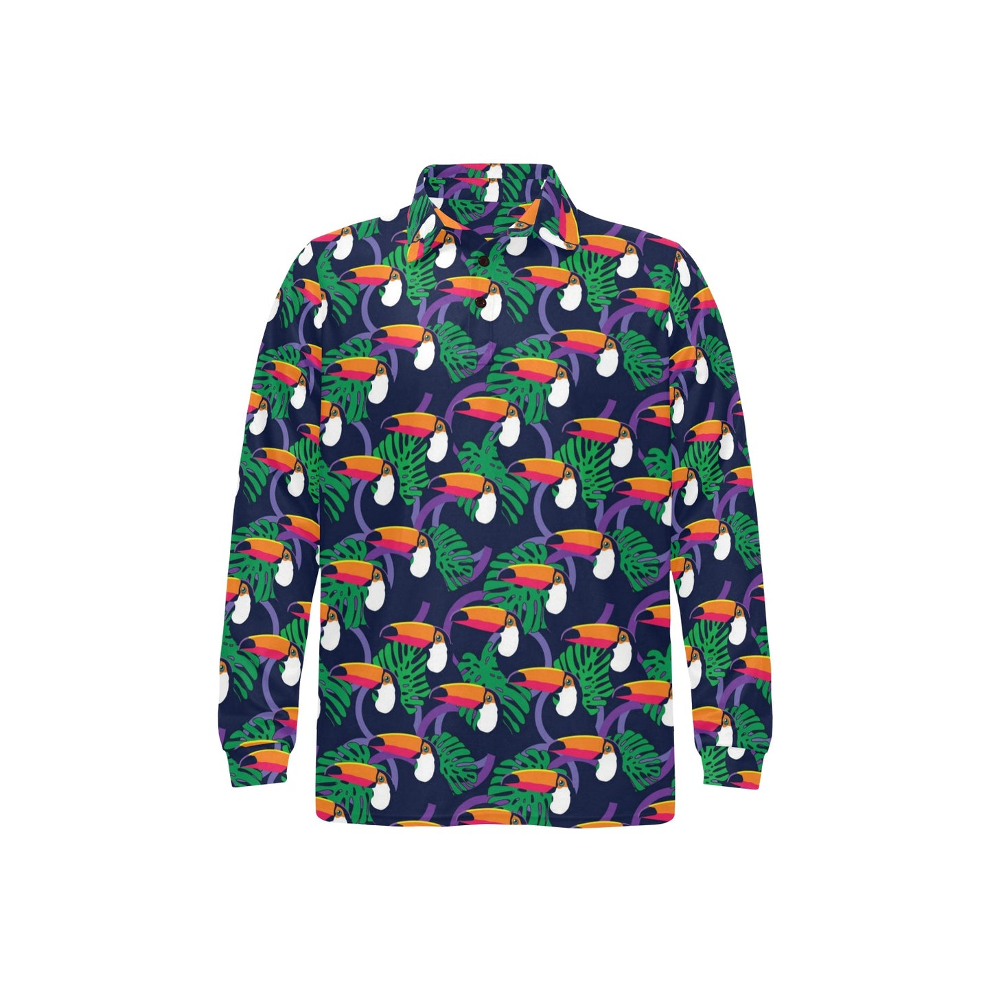 Toucan Print Design LKS302 Long Sleeve Polo Shirt For Men's
