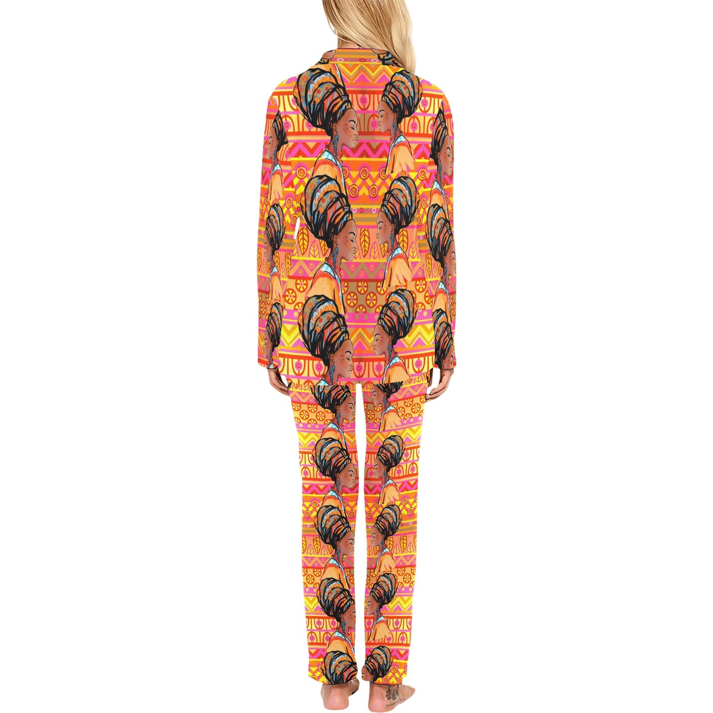 African Girl Aztec Women's Long Pajama Set
