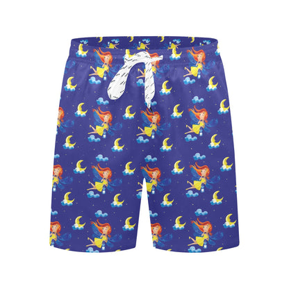 Fairy with Moon Print Pattern Men's Swim Trunks Beach Shorts
