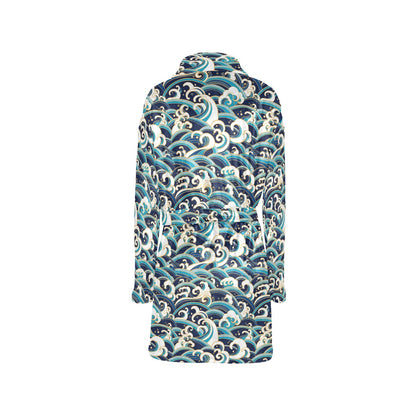 Surf Wave Pattern Women's Fleece Robe