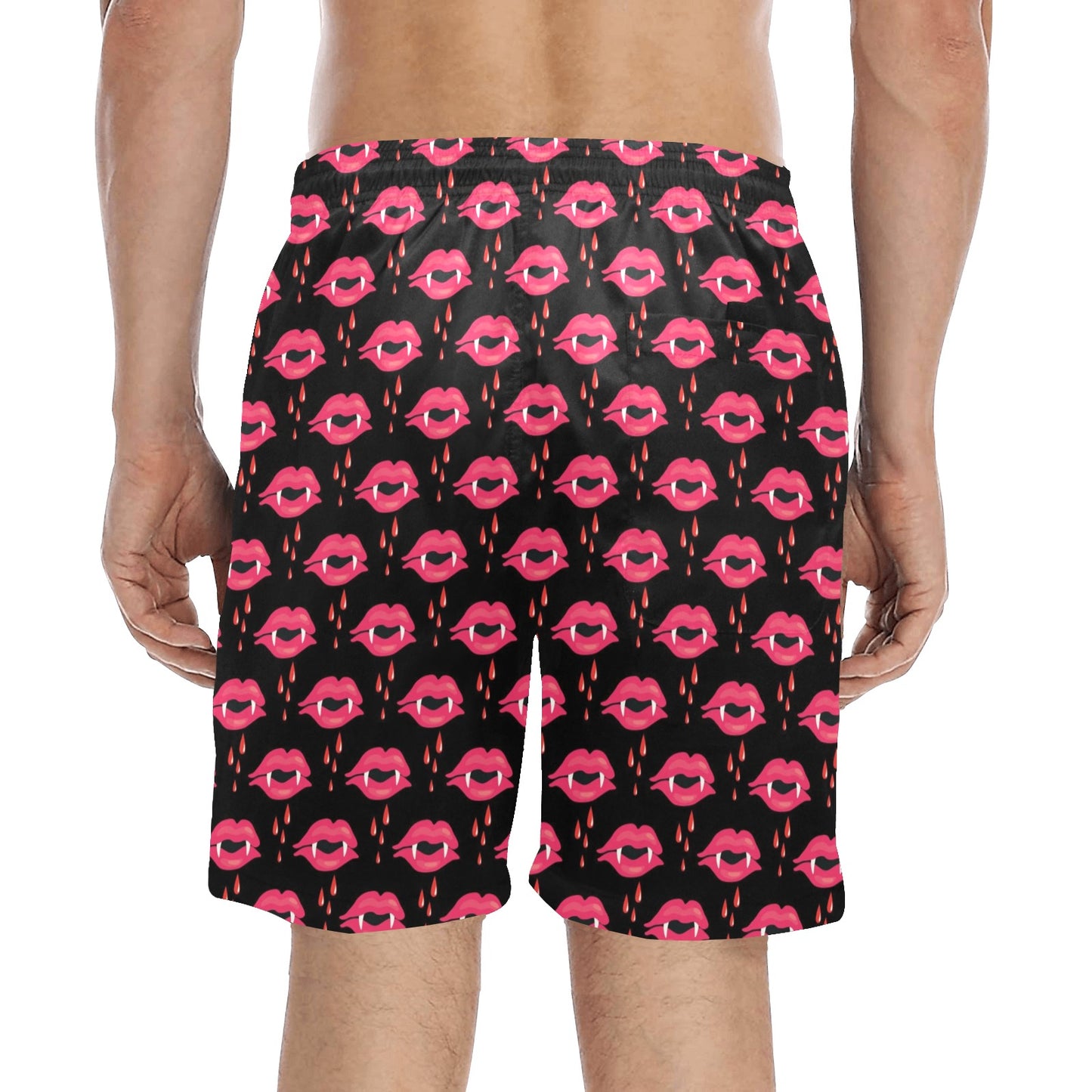 Vampire Lips Print Design LKS303 Men's Swim Trunks Beach Shorts