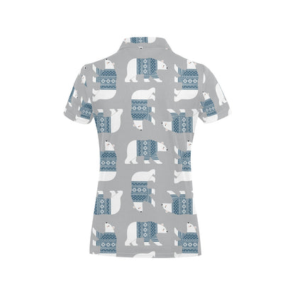 Polar Bear Pattern Print Design A03 Women's Polo Shirt