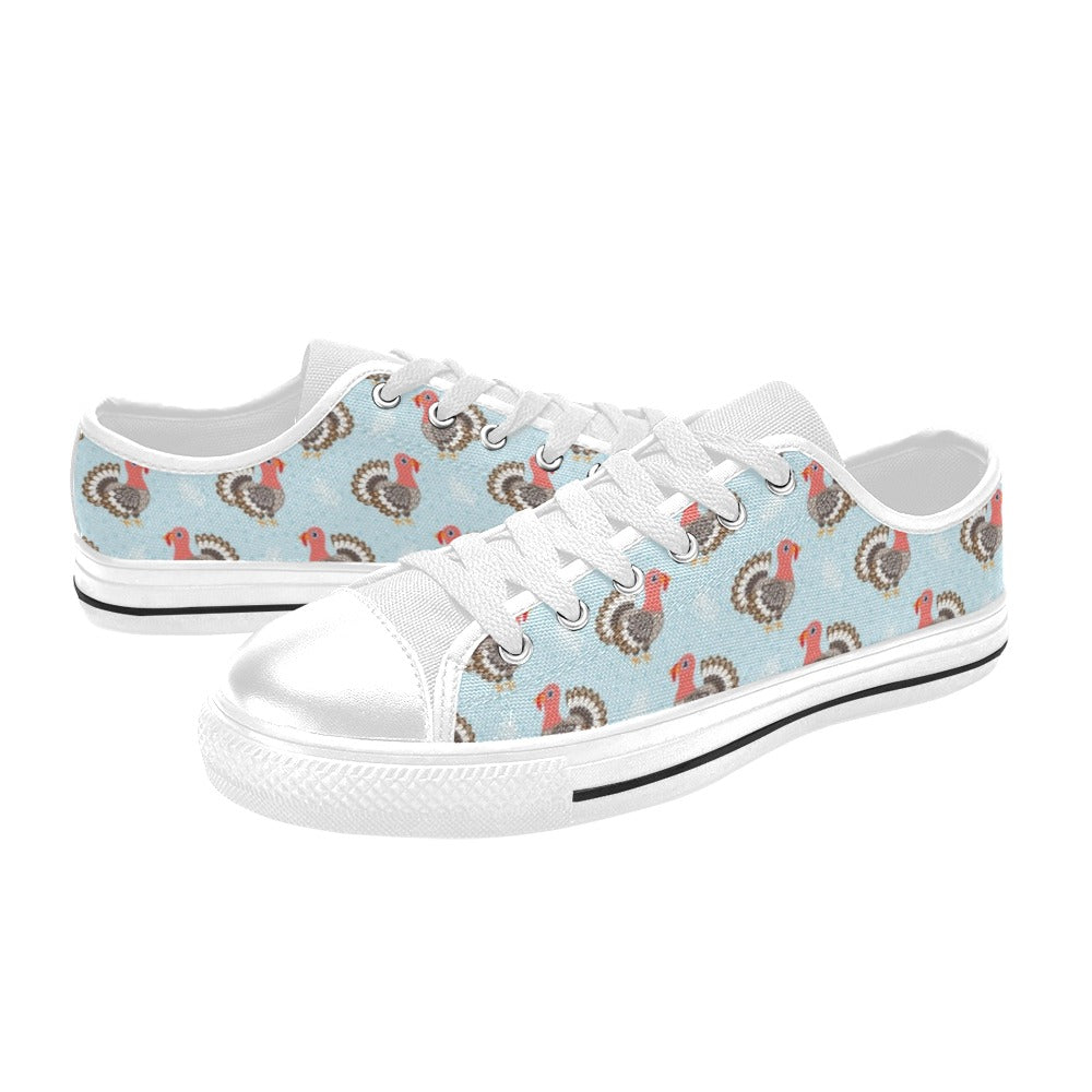Turkey Print Design LKS403 Women's White Low Top Shoes