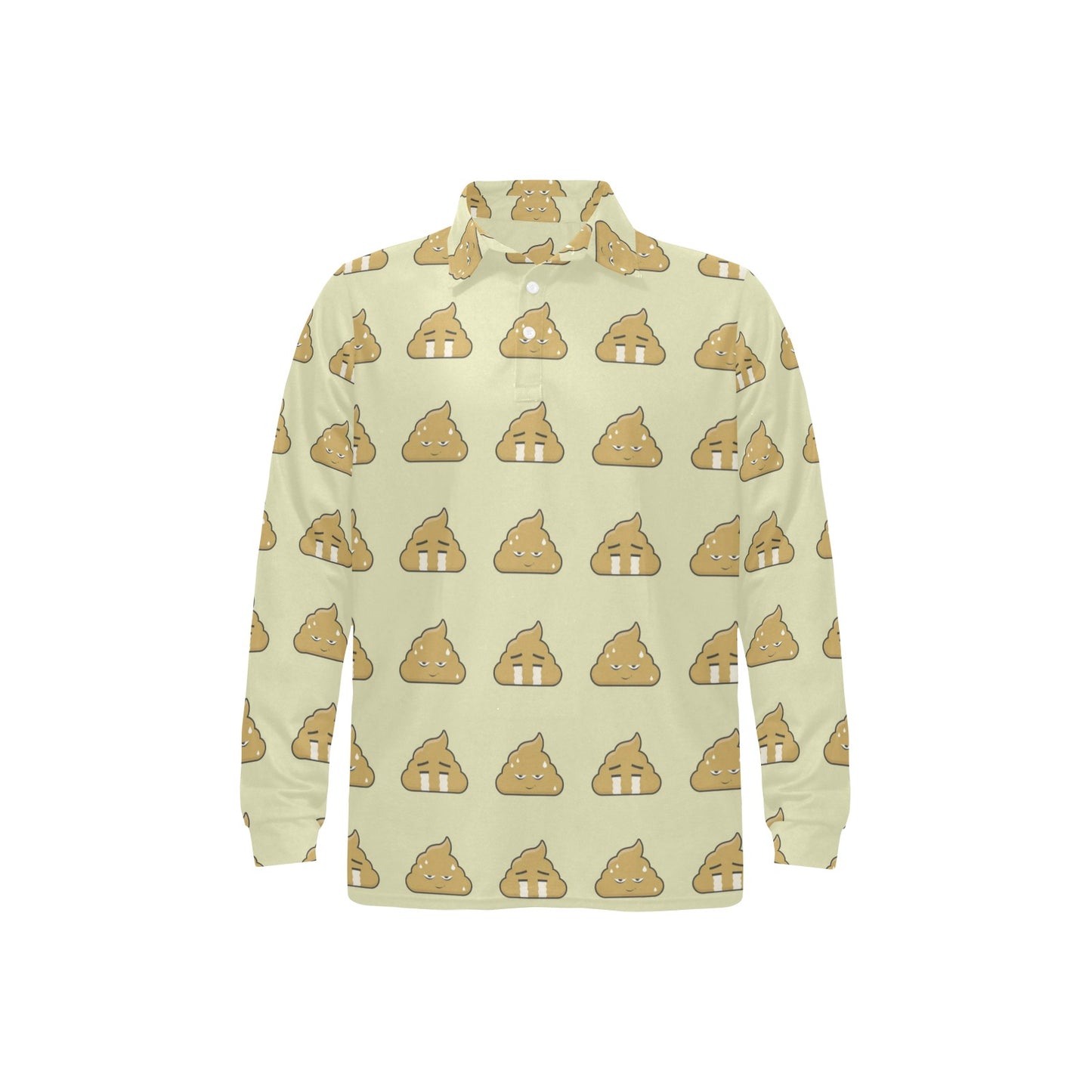 Poop Emoji Pattern Print Design A04 Long Sleeve Polo Shirt For Men's