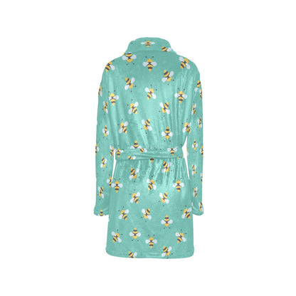 Bee Pattern Print Design 01 Women's Fleece Robe