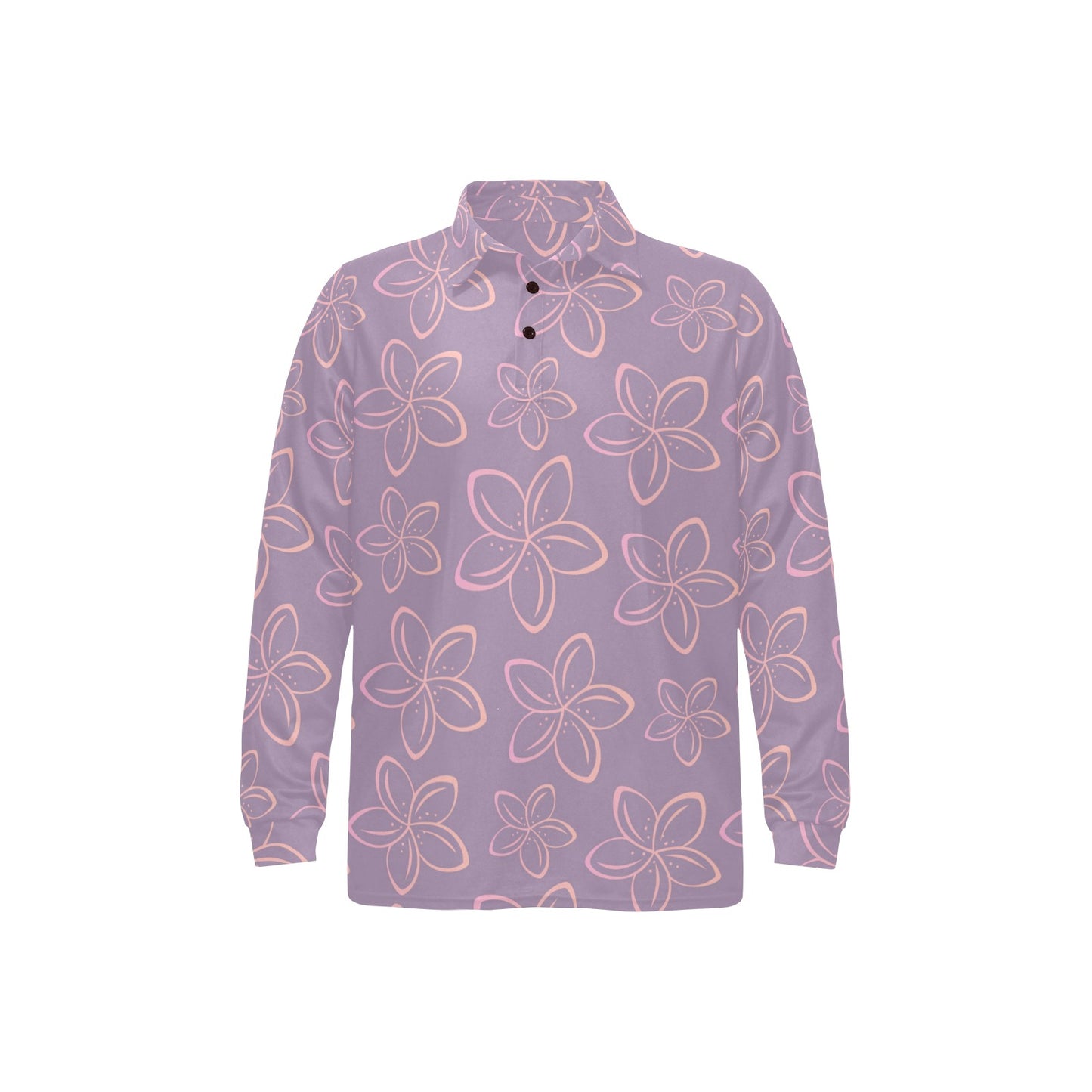 Plumeria Pattern Print Design A01 Long Sleeve Polo Shirt For Men's