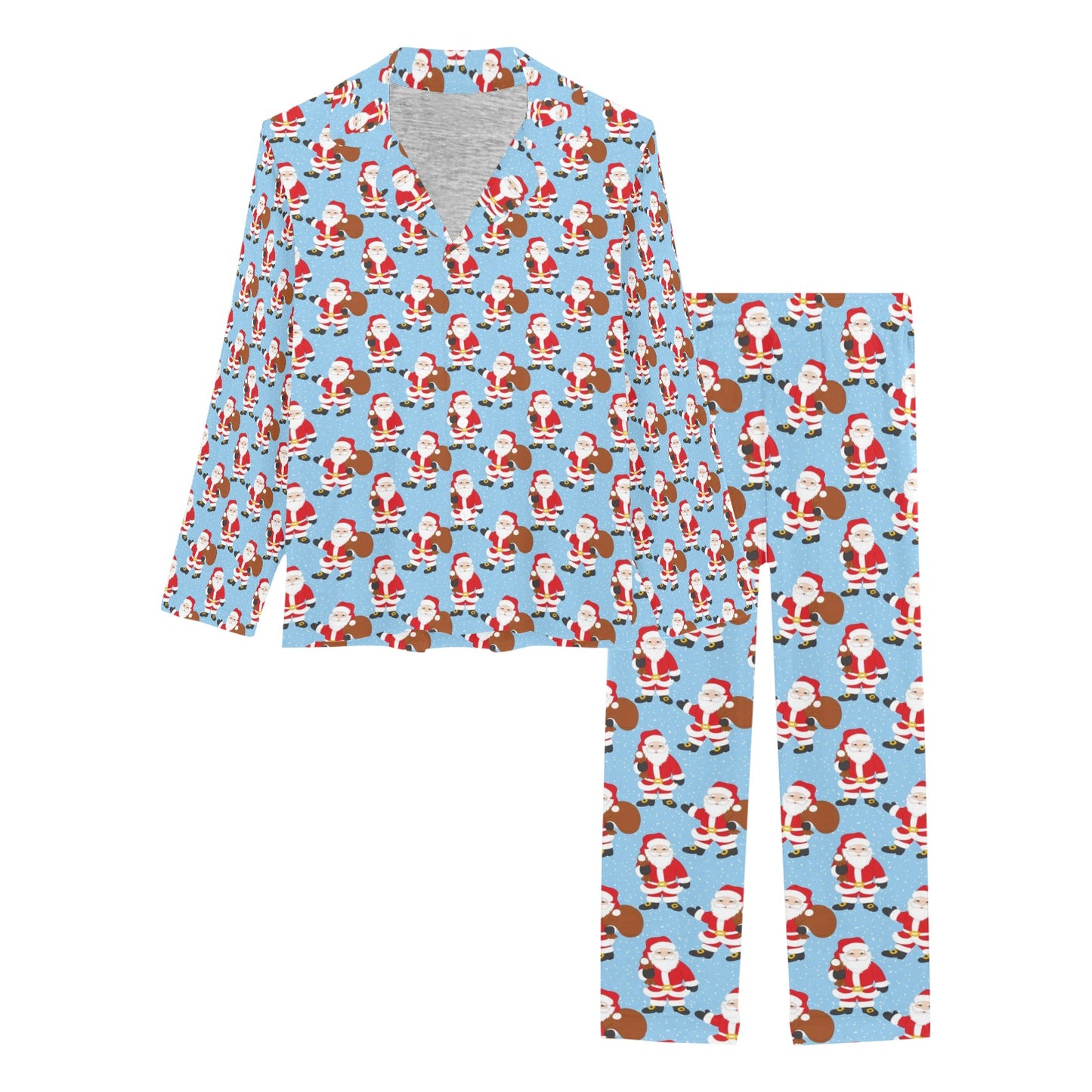 Santa Christmas Themed Print Design LKS305 Women's Long Pajama Set