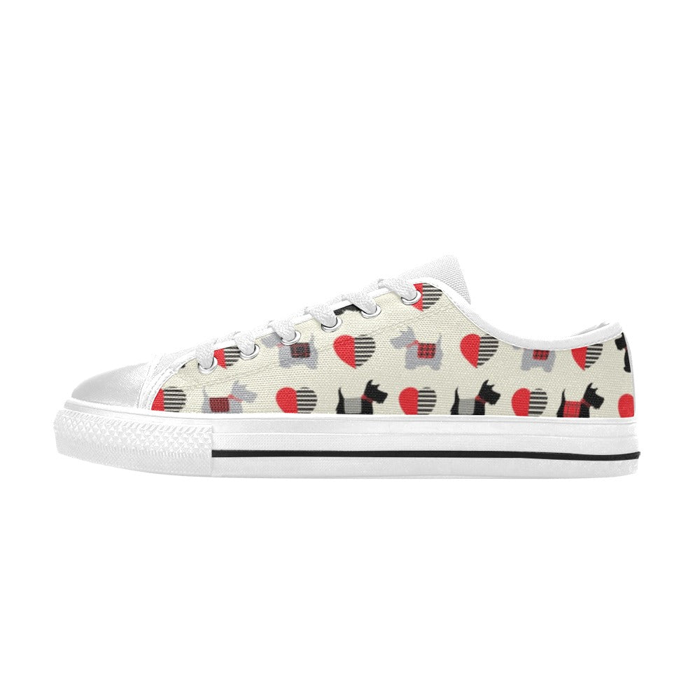 Scottish Terriers Print Design LKS3010 Women's White Low Top Shoes