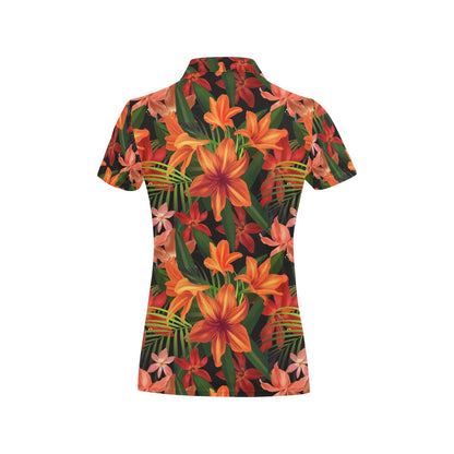 Amaryllis Pattern Print Design AL05 Women's Polo Shirt
