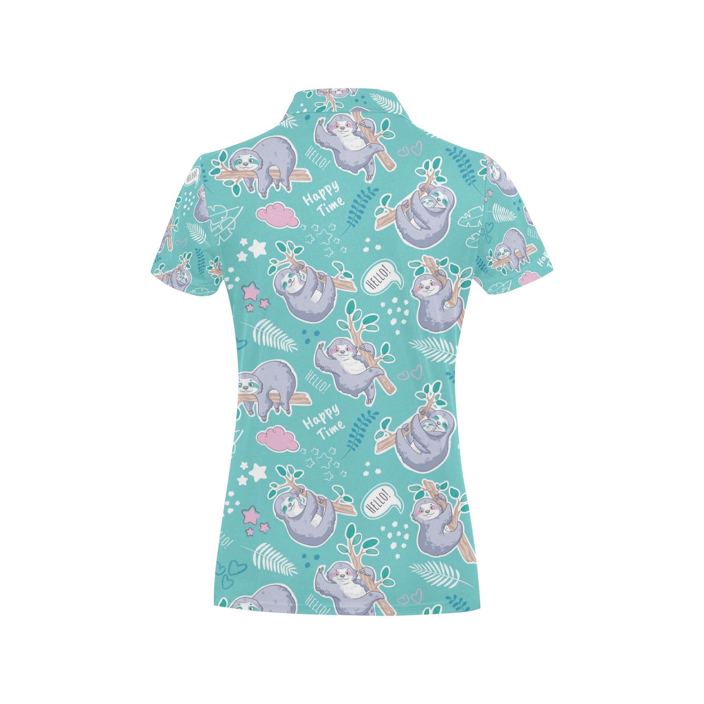 Sloth Print Design LKS309 Women's Polo Shirt