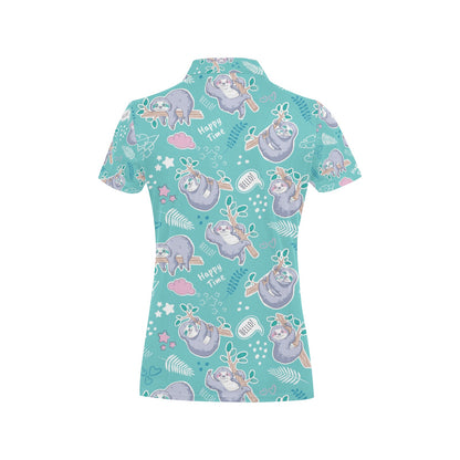 Sloth Print Design LKS309 Women's Polo Shirt