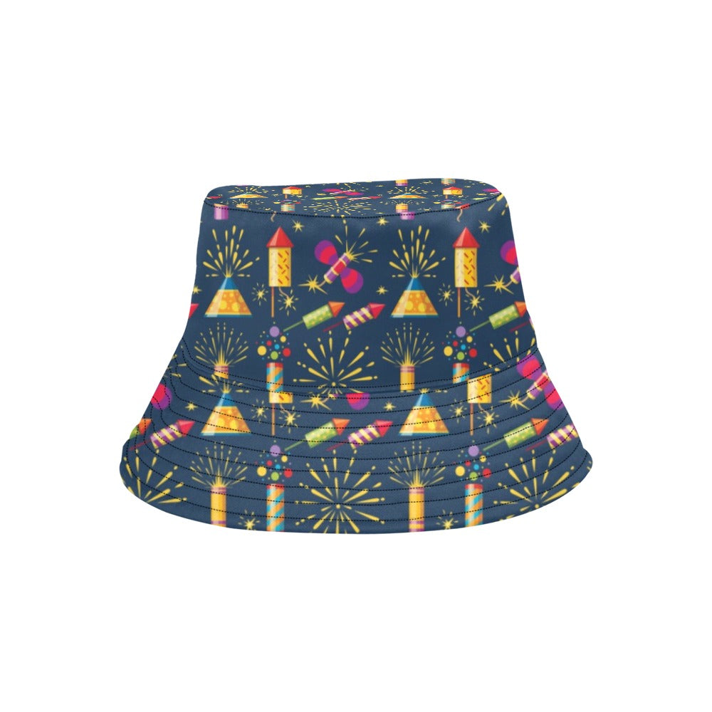 Firework Sparkling Rockets Print Design LKS306 Unisex Bucket Hat
