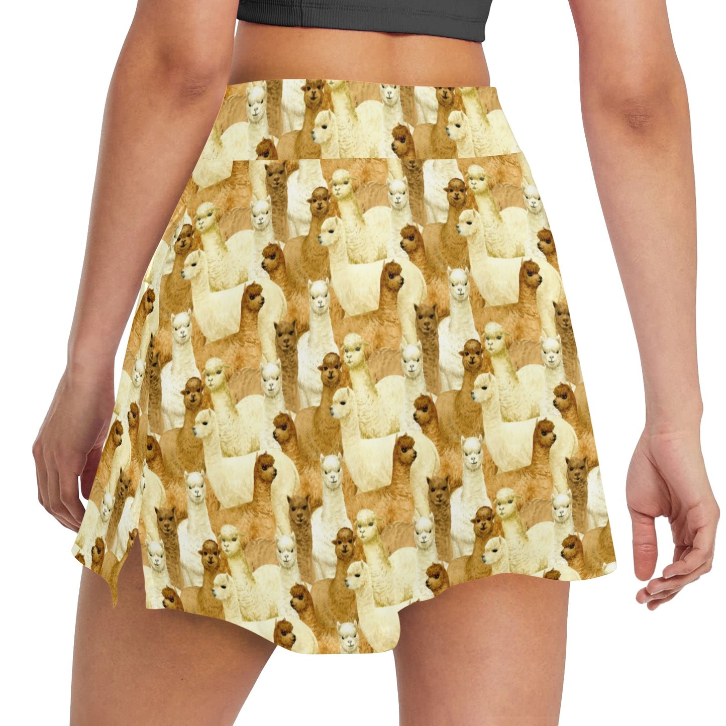 Alpaca Watercolor Design Themed Print 17" Golf & Pickleball Skort with Pockets