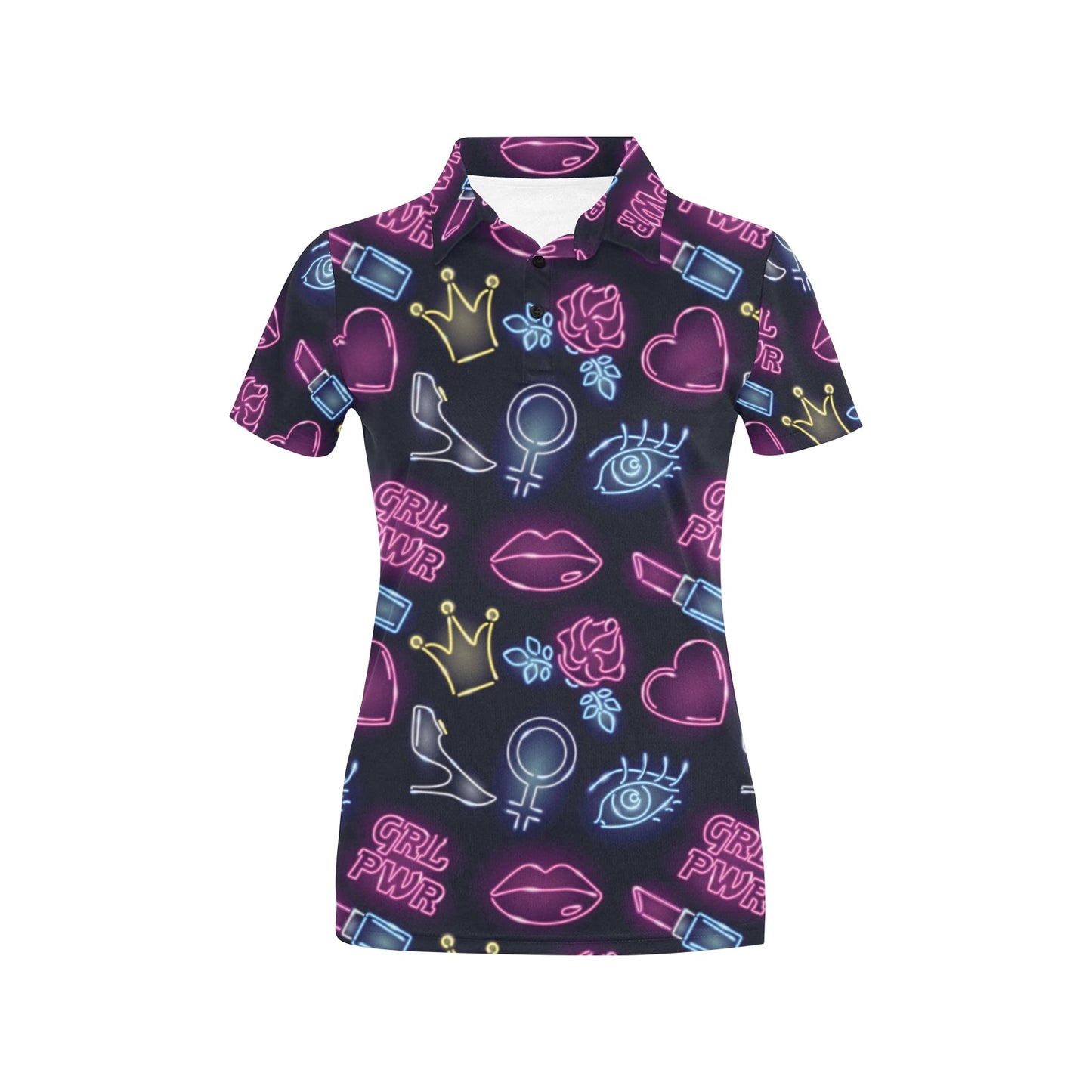 Lipstick Neon Pattern Print Design 02 Women's Polo Shirt