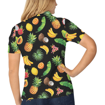 Tropical Fruits Pattern Print Design TF03 Women's Polo Shirt