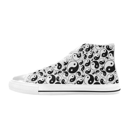 Yin Yang Print Design LKS302 Men's High Top Canvas Shoes
