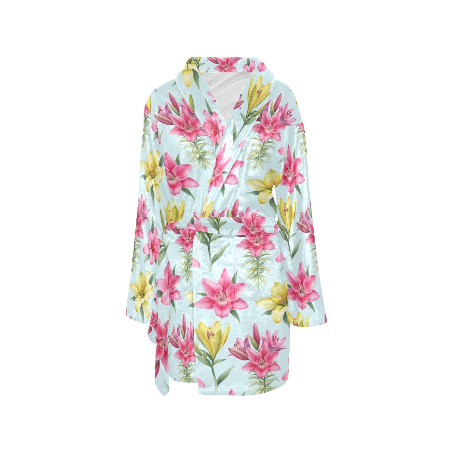 Lily Pattern Print Design LY010 Women's Fleece Robe