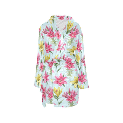 Lily Pattern Print Design LY010 Women's Fleece Robe