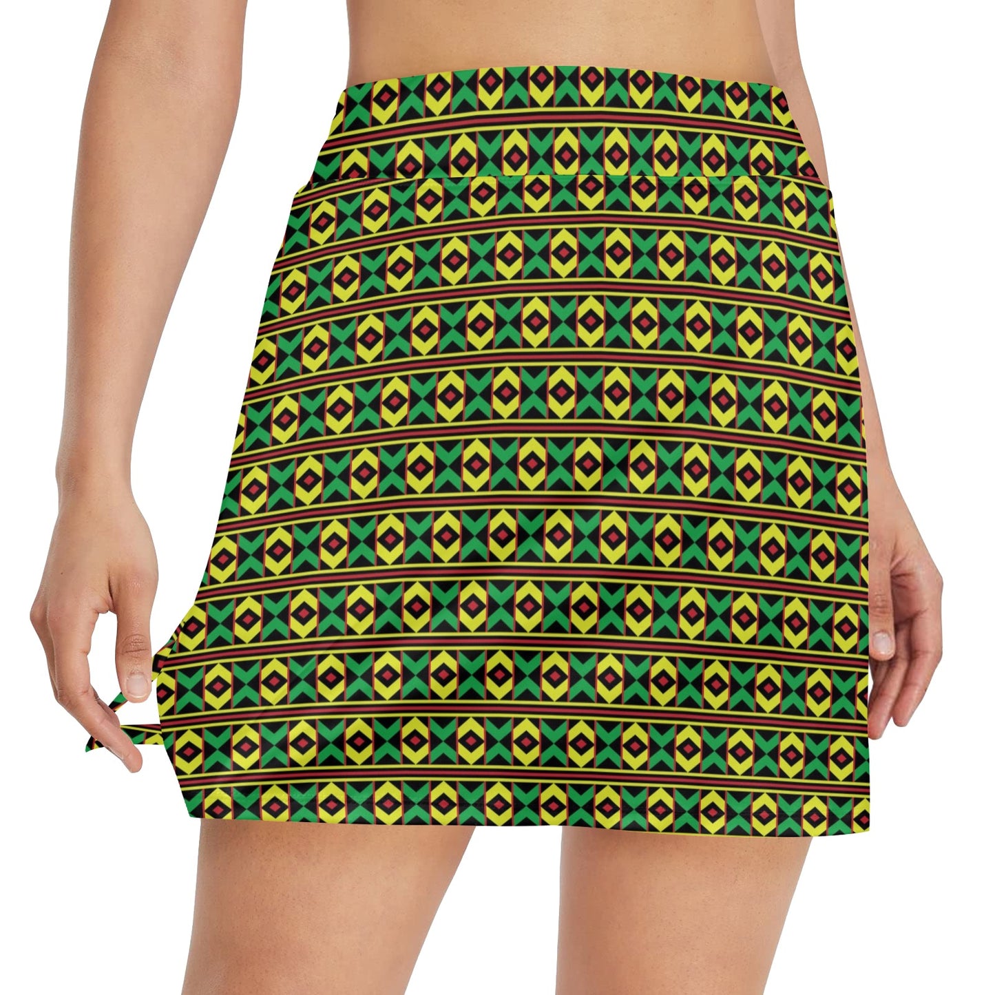 African Geometric Print Pattern 17" Golf & Pickleball Skort with Pockets