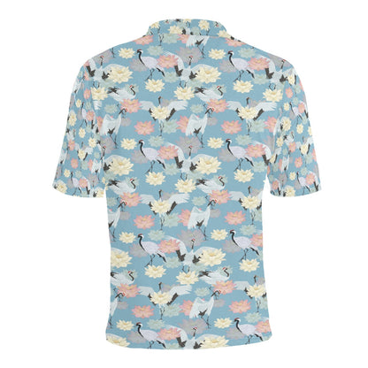 Water Lily Print Design LKS304 Men Polo Shirt
