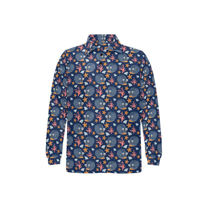 Snail Print Design LKS402 Long Sleeve Polo Shirt For Men's
