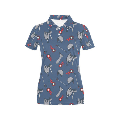 Equestrian Equipment Background Women's Polo Shirt