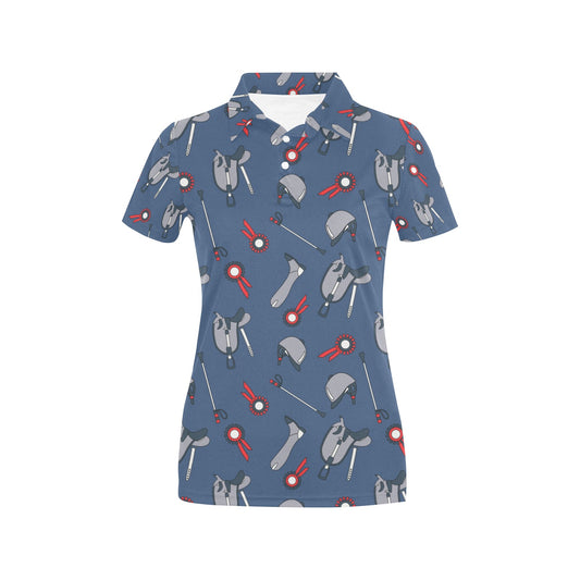 Equestrian Equipment Background Women's Polo Shirt