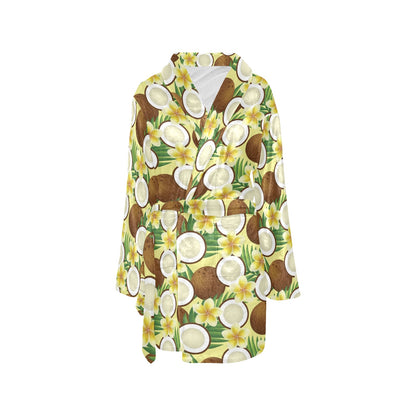 Coconut Pattern Print Design CN02 Women's Fleece Robe