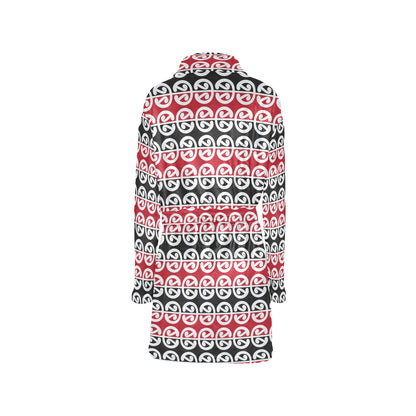Maori Classic Themed Design Print Women's Fleece Robe