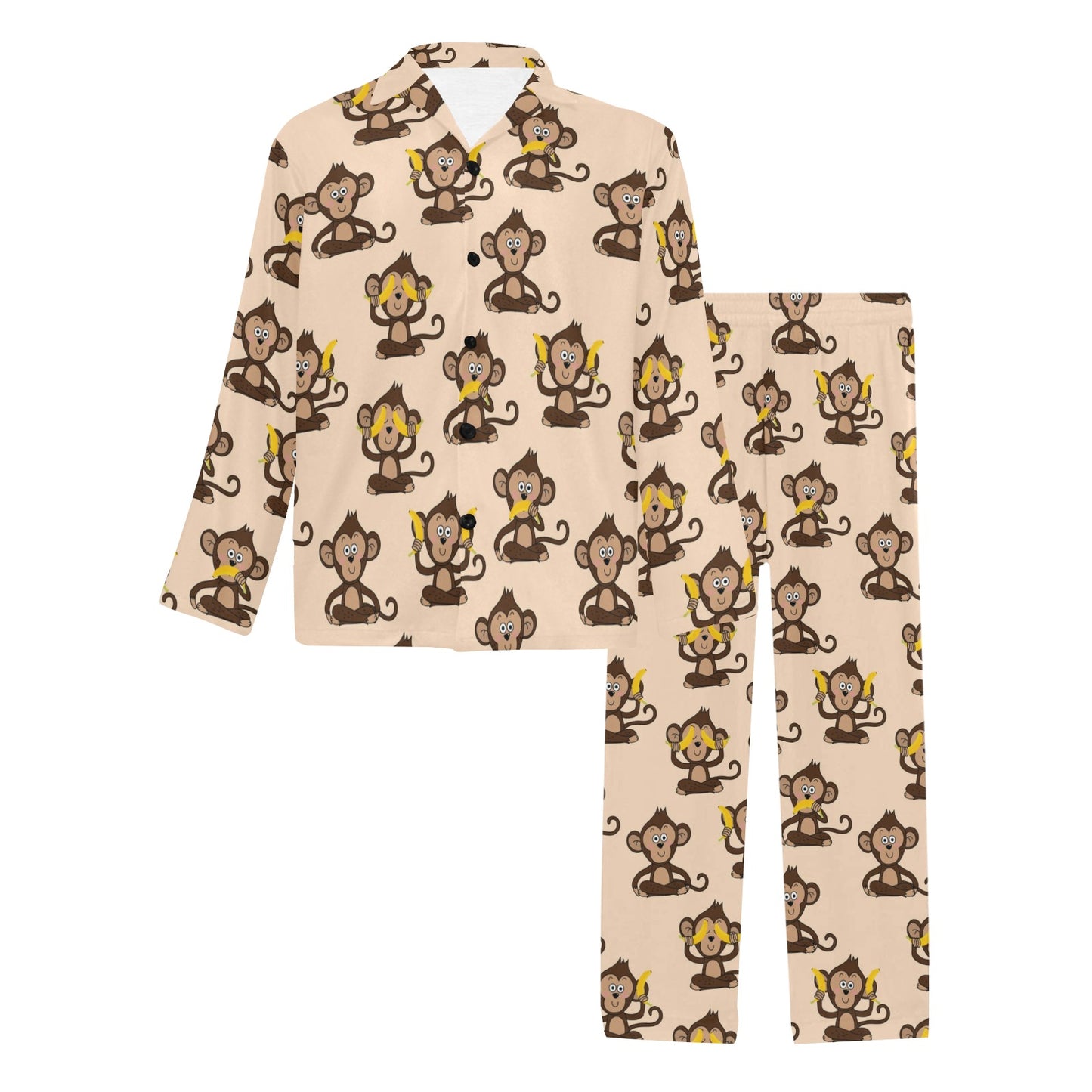 Monkey Pattern Print Design 03 Men's Long Pajama Set