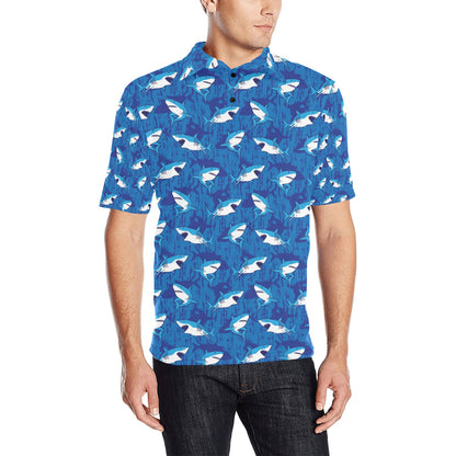 Shark Print Design LKS308 Men Polo Shirt