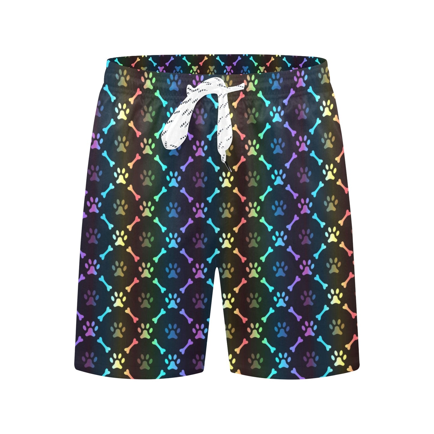 Paw Rainbow Print Men's Swim Trunks Beach Shorts
