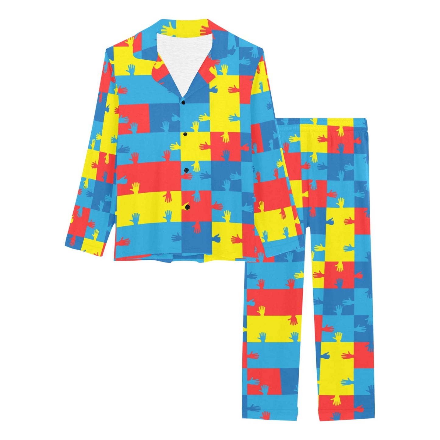 Autism Awareness Design Themed Print Women's Long Pajama Set