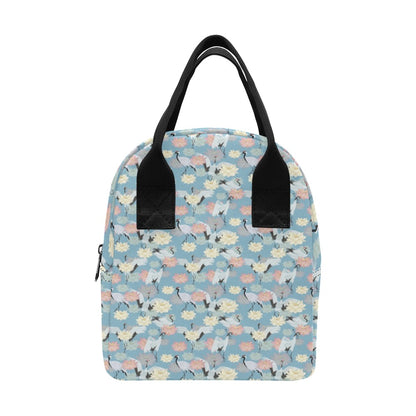 Water Lily Print Design LKS304 Insulated Lunch Bag