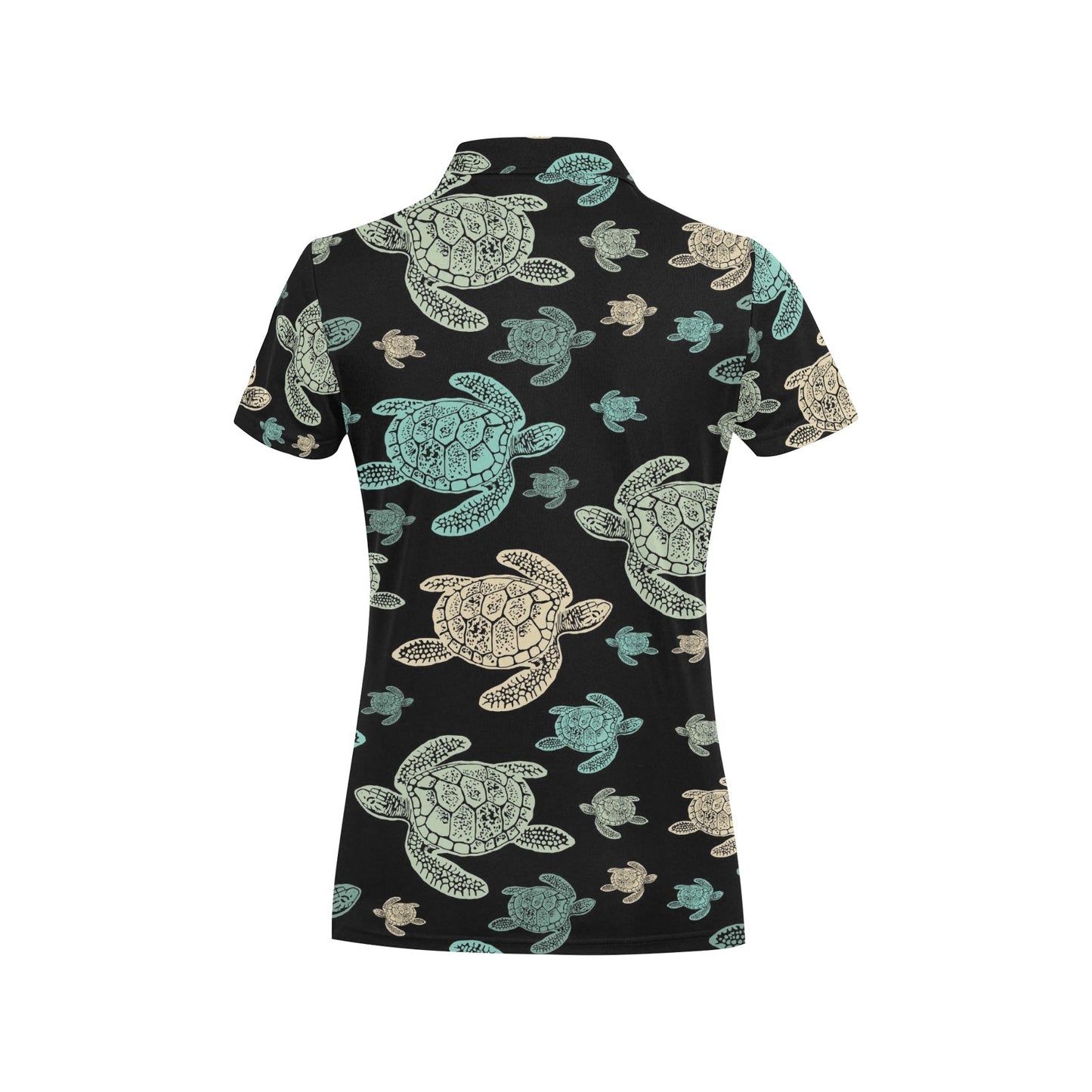 Sea Turtle Stamp Pattern Women's Polo Shirt