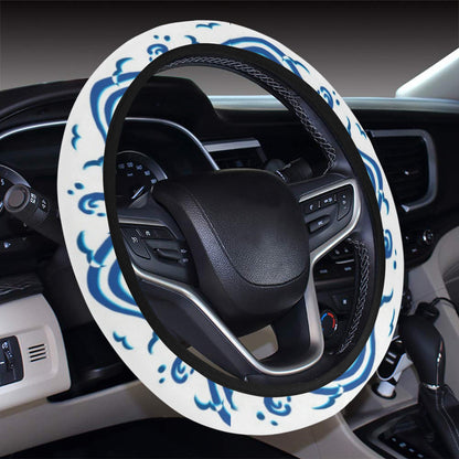 Wave Print Design LKS303 Steering Wheel Cover with Elastic Edge