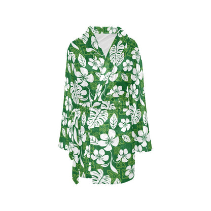 Hawaiian Themed Pattern Print Design H016 Women's Fleece Robe