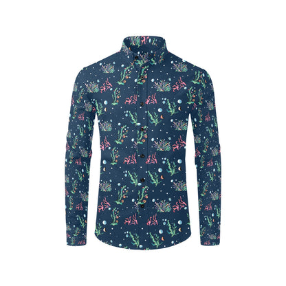 Seaweed Print Design LKS306 Men's Long Sleeve Dress Shirt