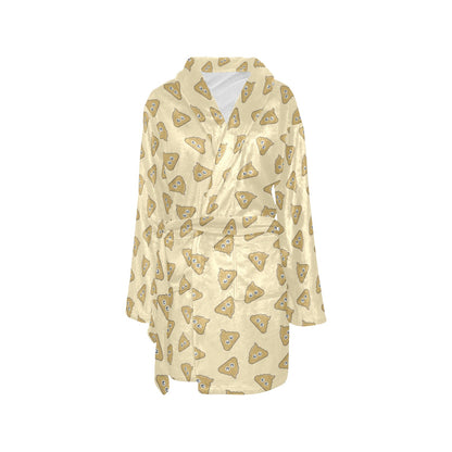 Poop Emoji Pattern Print Design A02 Women's Fleece Robe