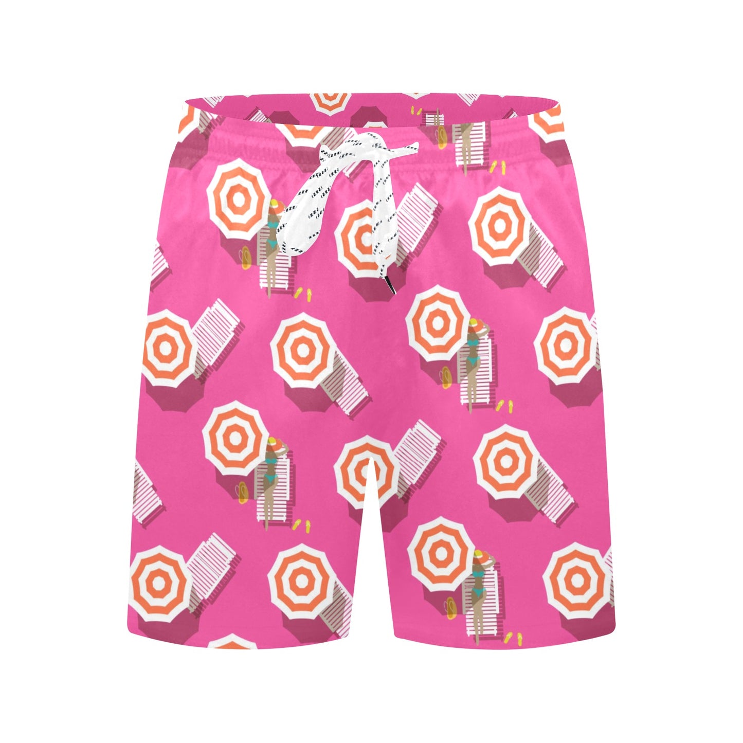 Beach Top View Umbrella Theme Men's Swim Trunks Beach Shorts