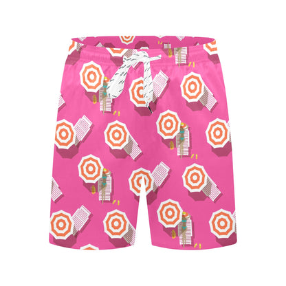 Beach Top View Umbrella Theme Men's Swim Trunks Beach Shorts