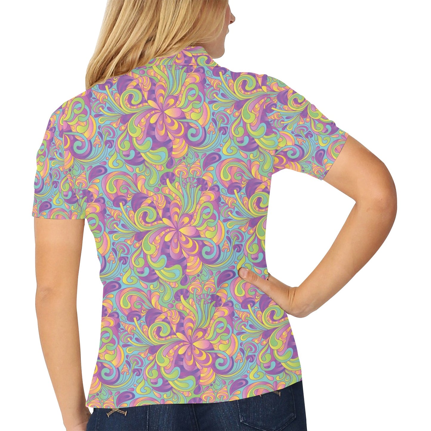 Trippy Print Design LKS306 Women's Polo Shirt