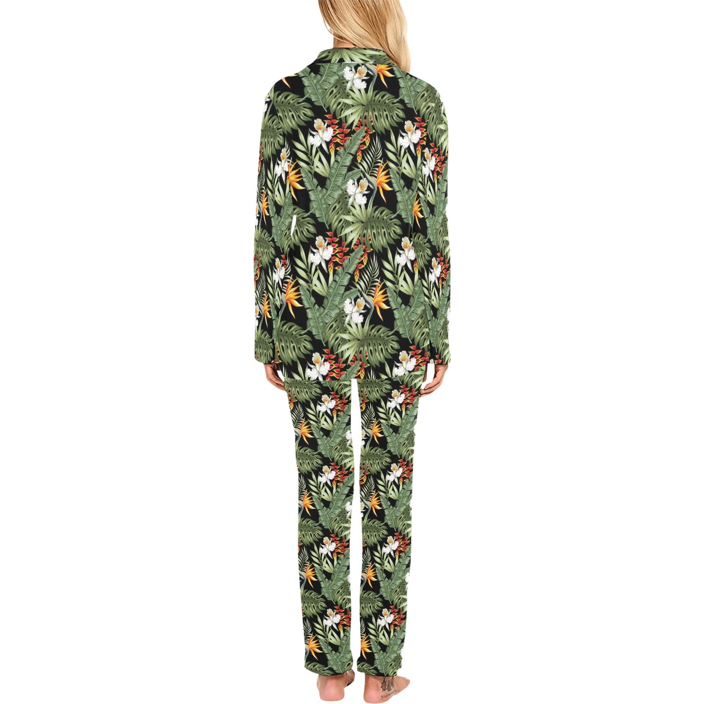 Bird Of Paradise Pattern Print Design 02 Women's Long Pajama Set