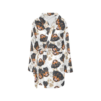 Rottweiler Pattern Print Design A03 Women's Fleece Robe
